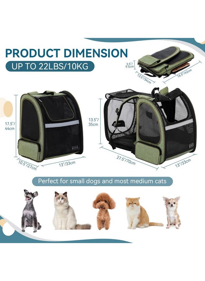 Petsfit Cat Backpack Carrier,Dog Carrier Backpacks Expandable with Great Ventilation,Fleece Mat,Perfect for Hiking,Camping Hold Pets Under 22 lbs