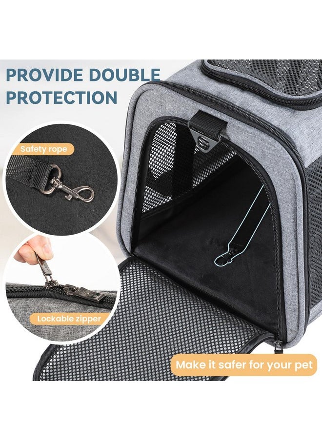 Petsfit Cat Carrier Small Dog Carrier, Lightweight Portable Soft Pet Carrier for Large and Medium Cats, 5-Sided Breathable Mesh, Escape Proof and Auto-Safe, Sturdy Structure