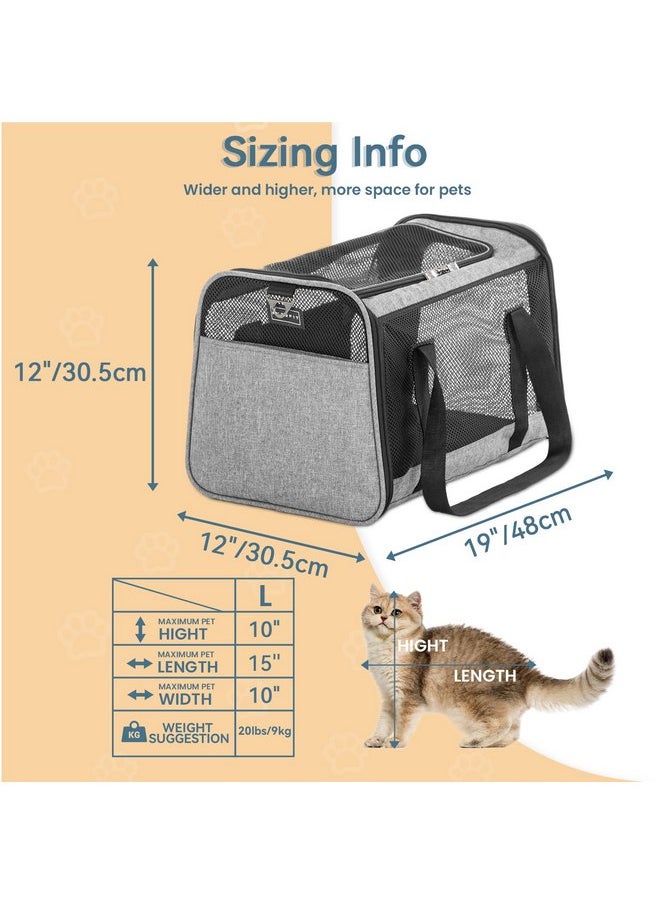 Petsfit Cat Carrier Small Dog Carrier, Lightweight Portable Soft Pet Carrier for Large and Medium Cats, 5-Sided Breathable Mesh, Escape Proof and Auto-Safe, Sturdy Structure