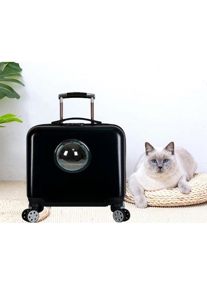 Portable Cat Trolley Case Backpack Breathable Hiking For Small Animals Black