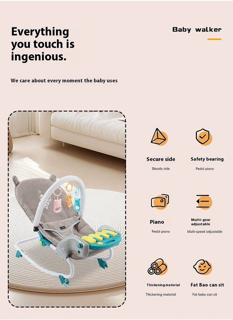 Baby Rocker Bouncer, Adjustable And Portable Baby Rocking Chair, Can Lie And Sit, Baby Swing With Adjustable Music Panel