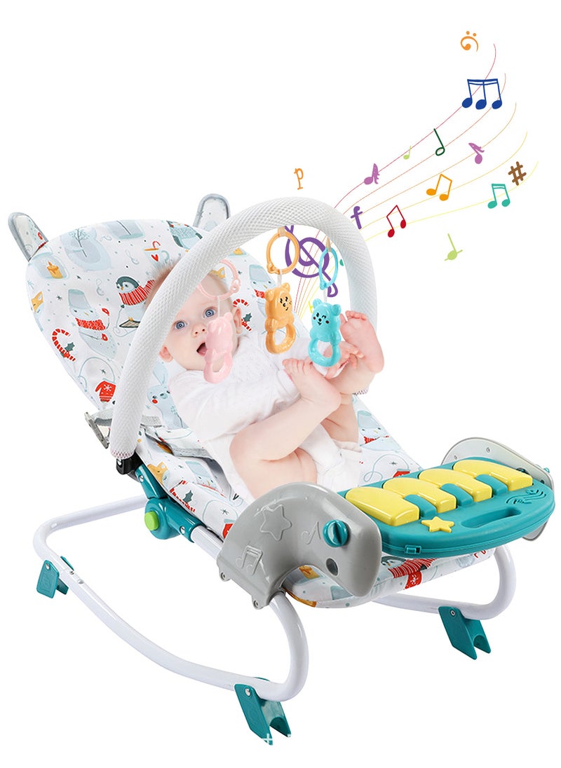Baby Rocker Bouncer, Adjustable And Portable Baby Rocking Chair, Can Lie And Sit, Baby Swing With Adjustable Music Panel
