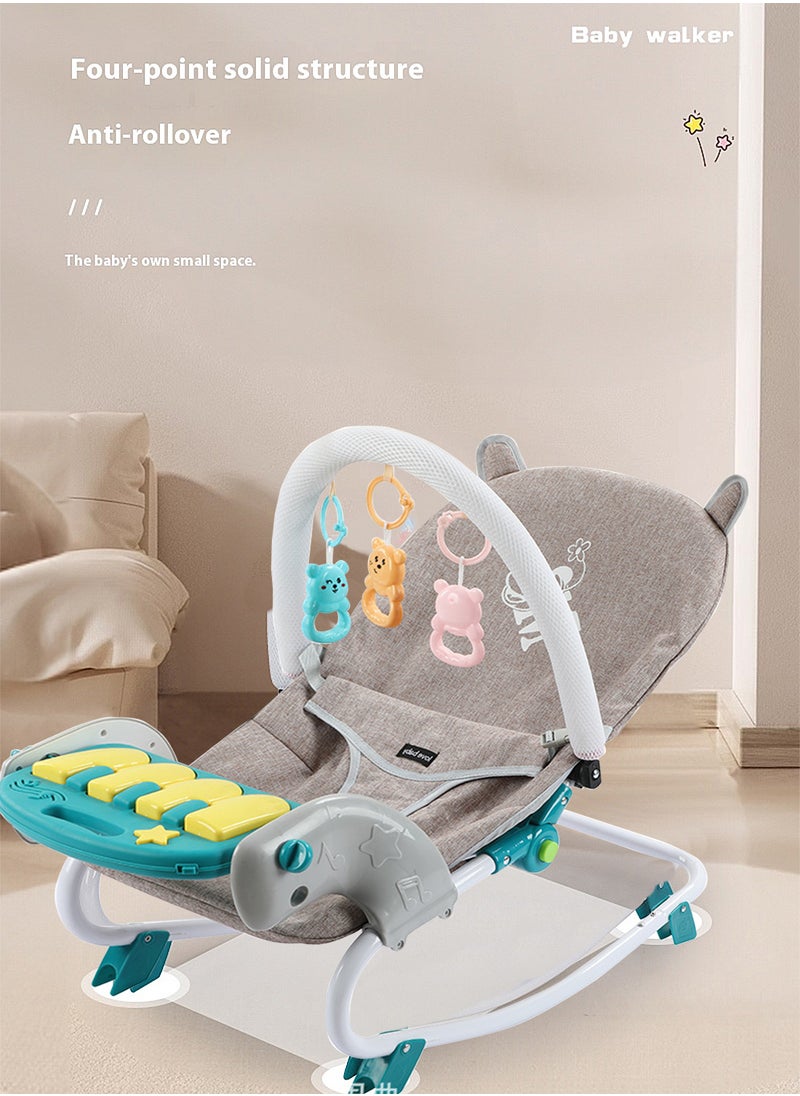 Baby Rocker Bouncer, Adjustable And Portable Baby Rocking Chair, Can Lie And Sit, Baby Swing With Adjustable Music Panel DKL-301-g