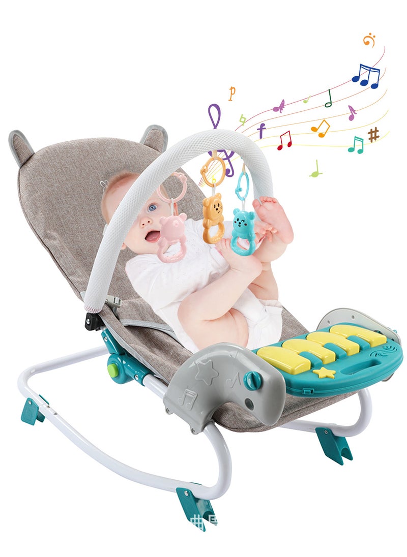 Baby Rocker Bouncer, Adjustable And Portable Baby Rocking Chair, Can Lie And Sit, Baby Swing With Adjustable Music Panel DKL-301-g