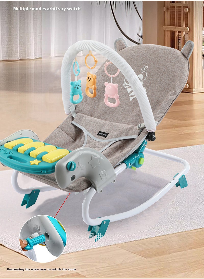 Baby Rocker Bouncer, Adjustable And Portable Baby Rocking Chair, Can Lie And Sit, Baby Swing With Adjustable Music Panel DKL-301-g