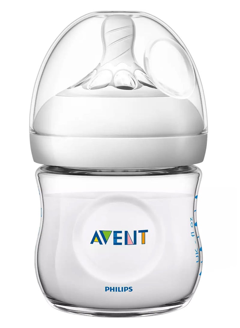 Anti-Colic Ergonomic Shape Natural Feeding Bottle 0M+, Clear - 125 ml