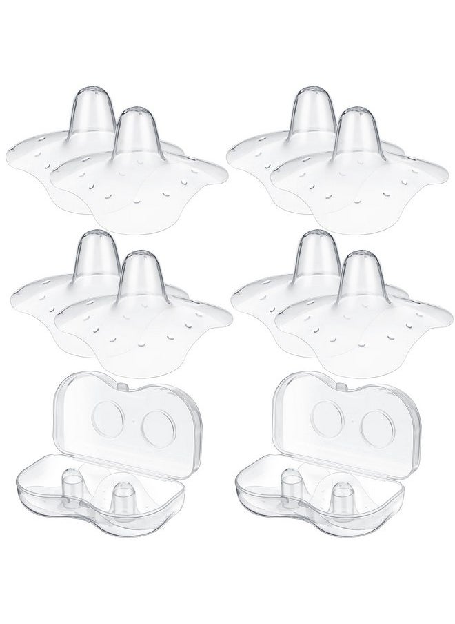 8 Pcs Contact Nipple Shield for Breastfeeding Newborn, Nipple Protector for Protecting Sore, Flat or Inverted Nipple with Carrying Case Silicone Nipple Extender for Nipple(24 mm/ 0.94 Inch,Clear)