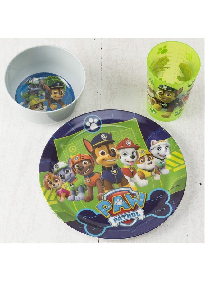 zak! PAW Patrol - 5-Piece Dinnerware Set - Durable Plastic & Stainless Steel - Includes Tumbler, 8-Inch Plate, 6-Inch Bowl, Fork & Spoon - Suitable for Kids Ages 3+