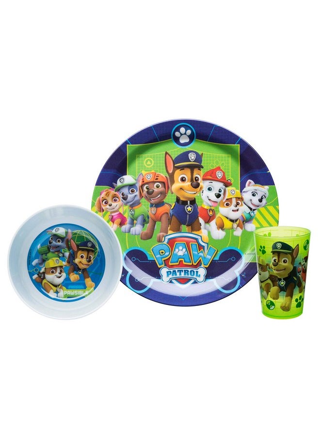 zak! PAW Patrol - 5-Piece Dinnerware Set - Durable Plastic & Stainless Steel - Includes Tumbler, 8-Inch Plate, 6-Inch Bowl, Fork & Spoon - Suitable for Kids Ages 3+