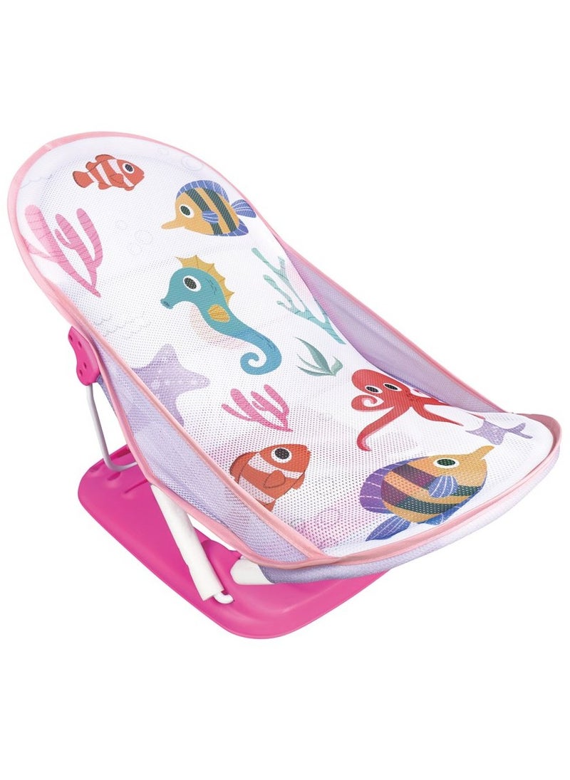 Deluxe Pillow-Free Baby Shower Chair – Baby Bather with 3-Position Recline – Suitable for Growing Babies (0 Month+) – Supports Up to 9kg – Pink Color