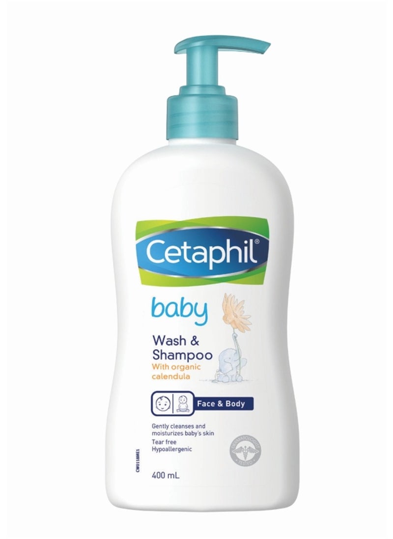 Baby Gentle Cleanser Moisturizer Foaming Wash and Shampoo with Organic Calendula 400ml