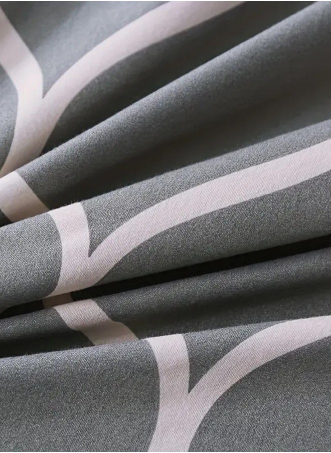 Queen size 6 piece geometric pattern duvet cover set gray & cream bedding set reversible style.