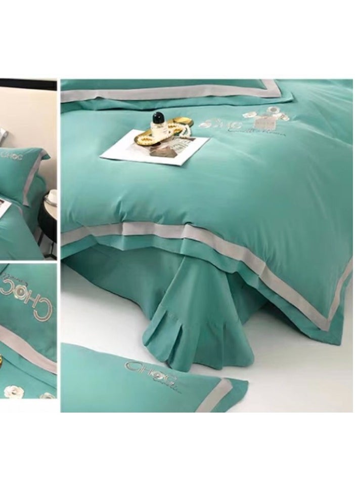 All-cotton high quality 220×240cm duvet cover with minimalist embroidery, 4-piece pure cotton sheet set with 2 pillow cases, new model