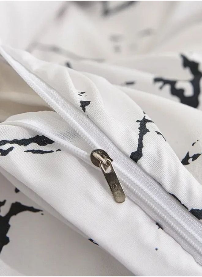 طقم أغطية سرير بحجم كوين مكون من 6 قطع على الطراز الاسكندنافي بنمط رخامي.