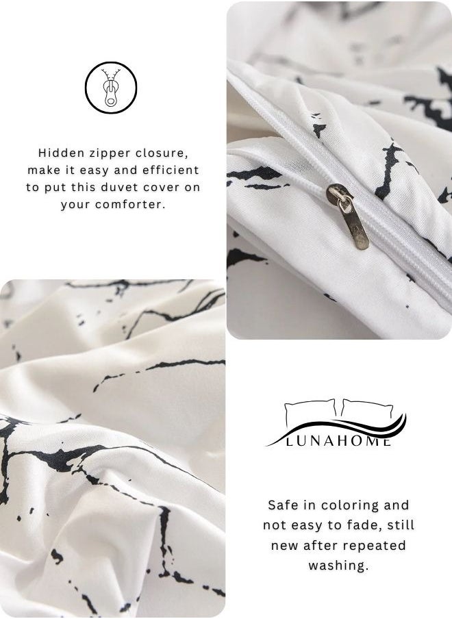 طقم أغطية سرير بحجم كوين مكون من 6 قطع على الطراز الاسكندنافي بنمط رخامي.