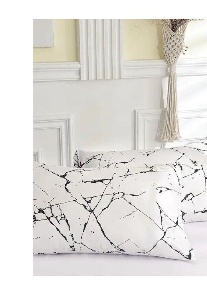 طقم أغطية سرير بحجم كوين مكون من 6 قطع على الطراز الاسكندنافي بنمط رخامي.