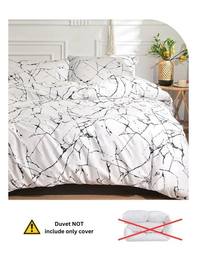 طقم أغطية سرير بحجم كوين مكون من 6 قطع على الطراز الاسكندنافي بنمط رخامي.