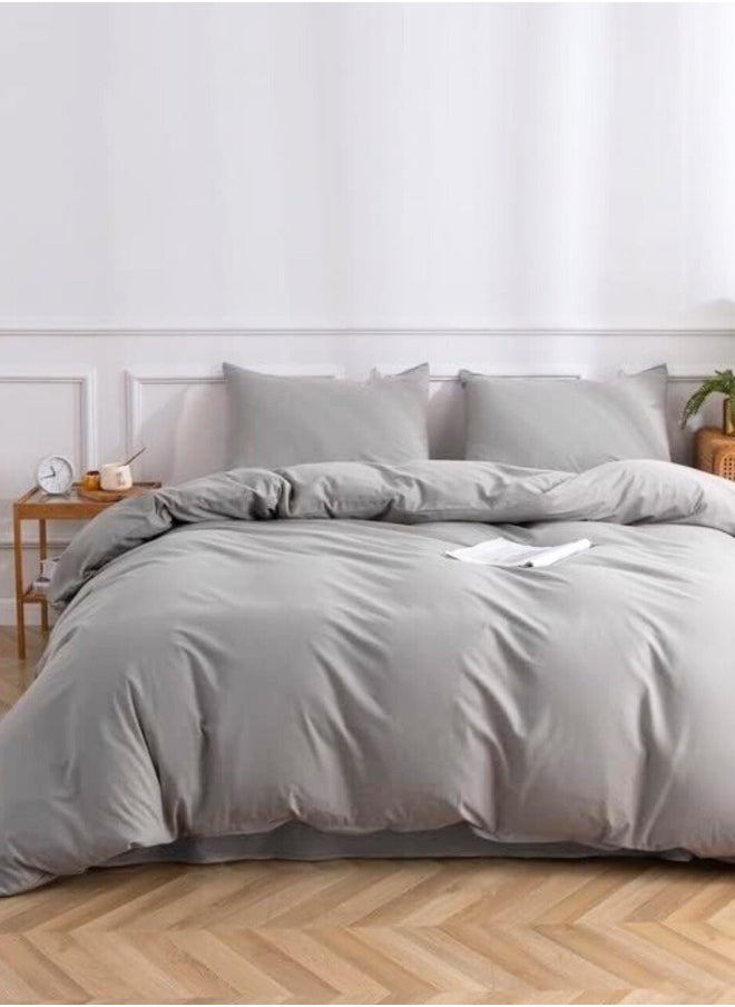 Queen Size 6-Piece Premium Quality Bedding Set in Solid Grey, No Filler Included.