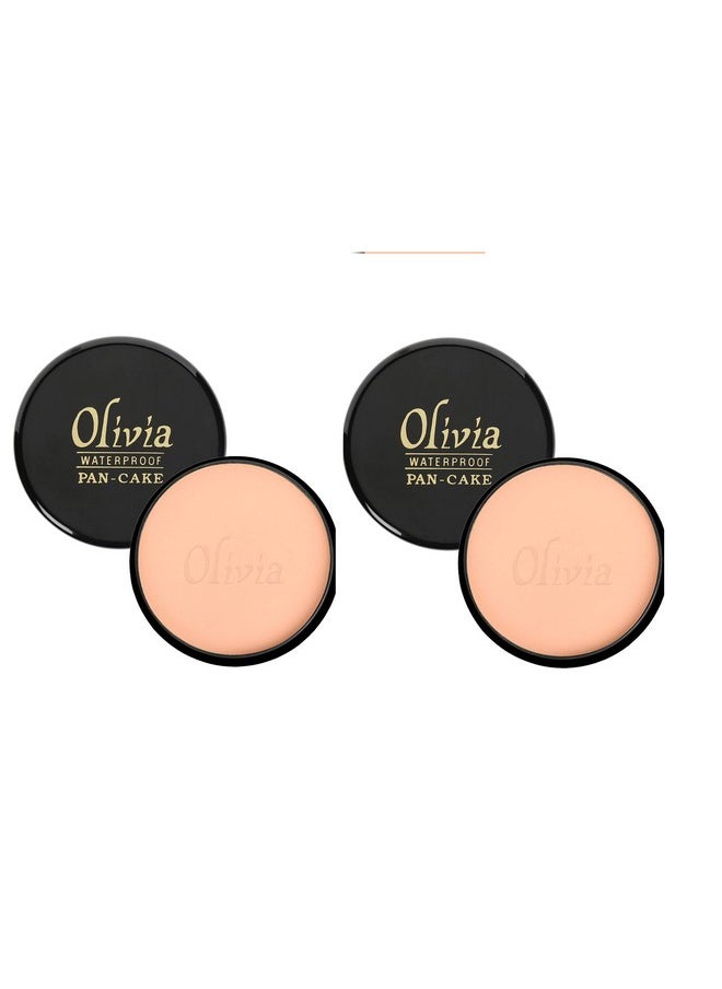 Olivia Waterproof Almond Dust Makeup Cream Concealer Pan Cake (25G, Shade No.26) - Pack Of 2 Shimmering Finish - Medium, All Types