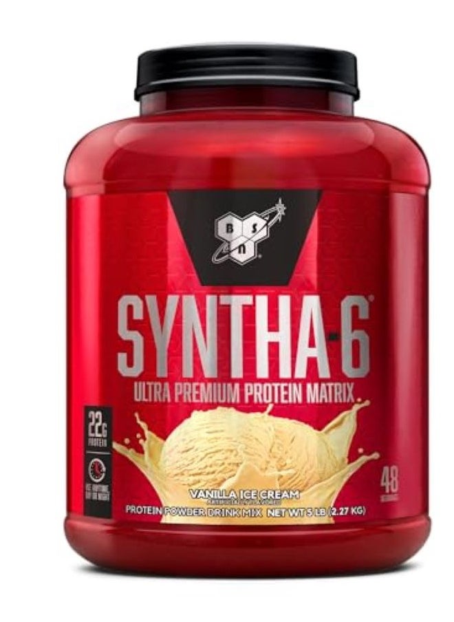 Syntha-6 Ultra Premium Protein Matrix, Whey Protein Powder, Micellar Casein, Milk Protein Isolate Powder - Vanilla Ice Cream, 5 lbs, 48 Servings (2.27 KG)