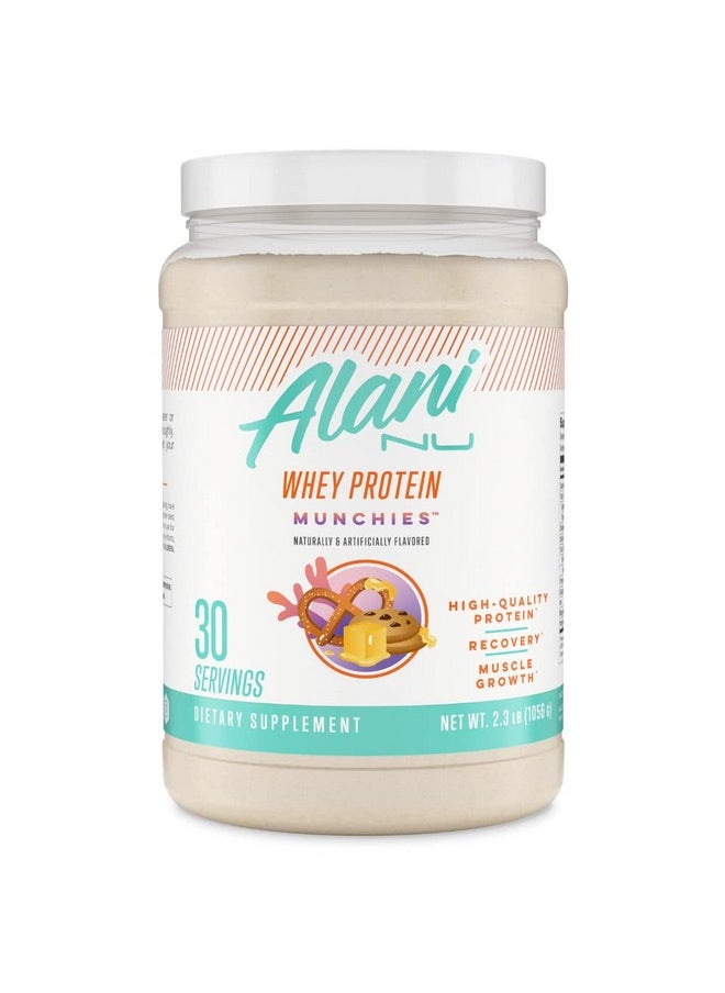 Alani Nu Whey Protein Powder Munchies | 23g Protein with Low Sugar & Digestive Enzymes | Meal Replacement Powder | Low Fat Low Carb Whey Isolate Protein Blend | Low Sugar |30 Servings