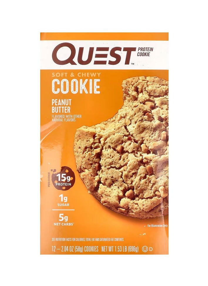 Protein Cookie Peanut Butter 12 Pack 2.04 oz 58 g Each