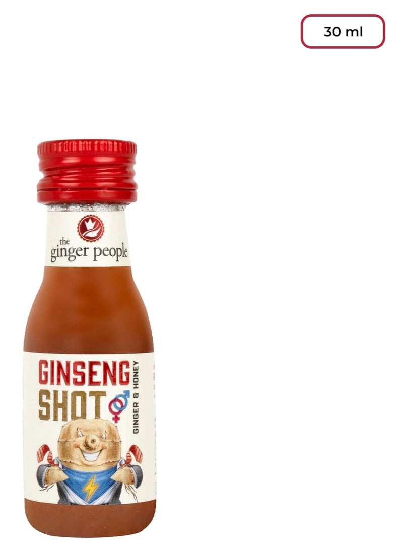 Ginseng Shot | Premium Ginseng Beverage | Natural Ginseng With Ginger and Honey Juice 30ml, Pack of 16