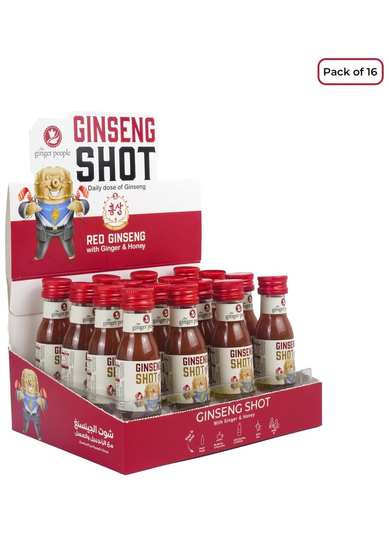 Ginseng Shot | Premium Ginseng Beverage | Natural Ginseng With Ginger and Honey Juice 30ml, Pack of 16