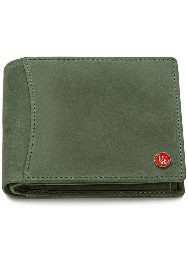 HORNBULL Themes Green RFID Blocking Leather Wallet for Men | Wallets Men Leather | Mens Wallet