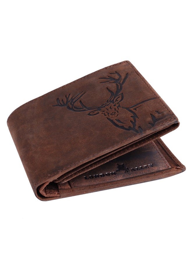 London Alley Elk Vintage Brown Leather Wallet For Men, 6 Card Slot | RFID Blocking