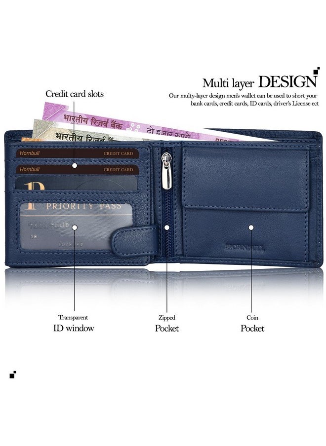 HORNBULL Miller Wallet for Men | Stylist Mens Wallet with RFID Blocking | Wallet Men Genuine Leather Navy | Gift for Men