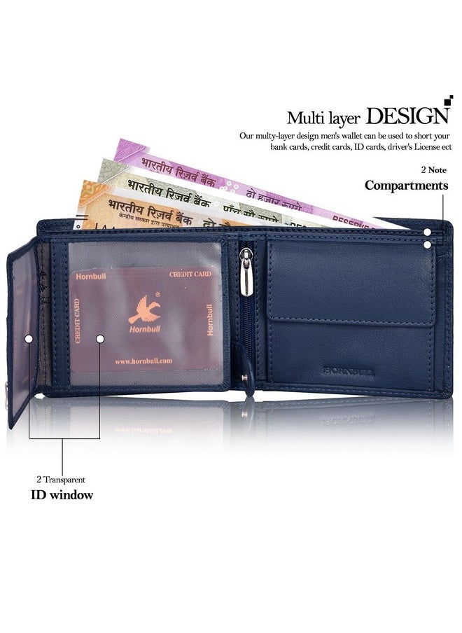 HORNBULL Miller Wallet for Men | Stylist Mens Wallet with RFID Blocking | Wallet Men Genuine Leather Navy | Gift for Men