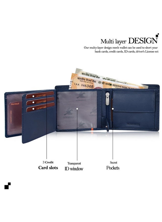 HORNBULL Miller Wallet for Men | Stylist Mens Wallet with RFID Blocking | Wallet Men Genuine Leather Navy | Gift for Men