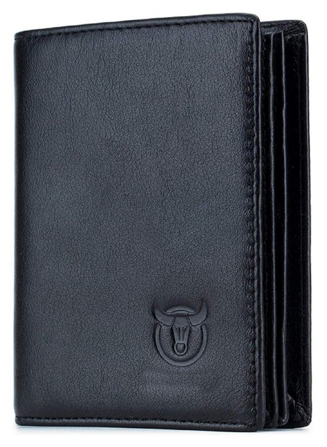 Contacts Men's Genuine Leather Wallet | RFID Blocking Wallet for Men| 14 Card Slots, 1 ID Window | Large Capacity Can Hold 50 Currency Notes (Black)