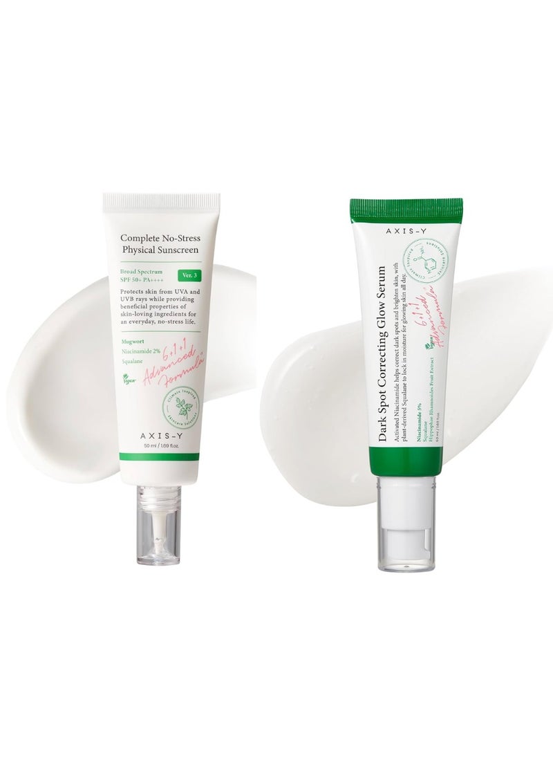 AXIS-Y Dark Spot Correcting Glow Serum and Complete No Stress Physical Sunscreen Duo Pack