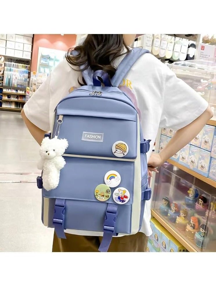 4-Piece Set of Backpack Fashion Women's New Oxford Cloth Pack Junior High School Student Bag