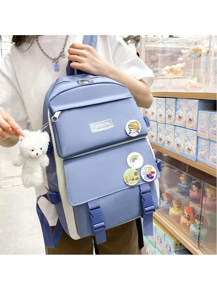 4-Piece Set of Backpack Fashion Women's New Oxford Cloth Pack Junior High School Student Bag