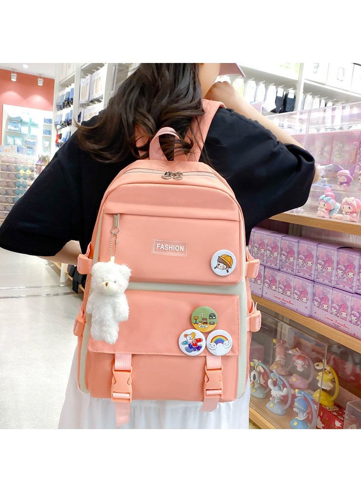 4-Piece Set of Backpack Fashion Women's New Oxford Cloth Pack Junior High School Student Bag