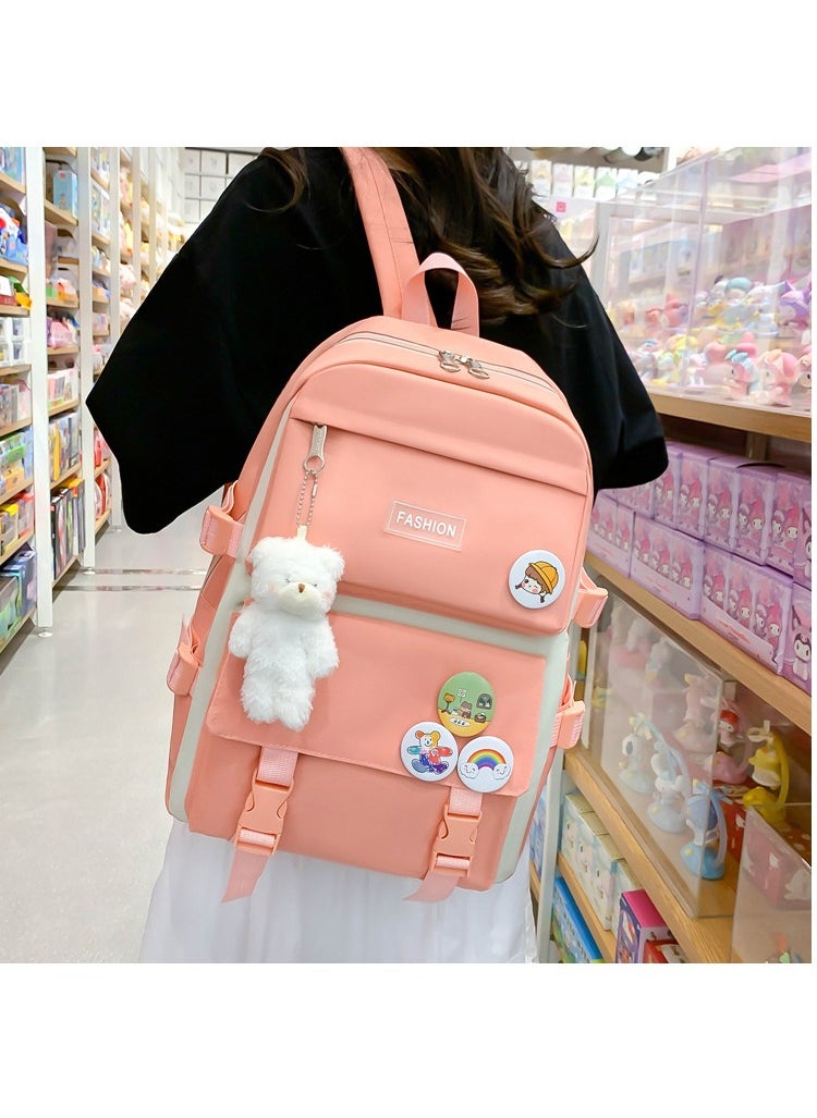4-Piece Set of Backpack Fashion Women's New Oxford Cloth Pack Junior High School Student Bag