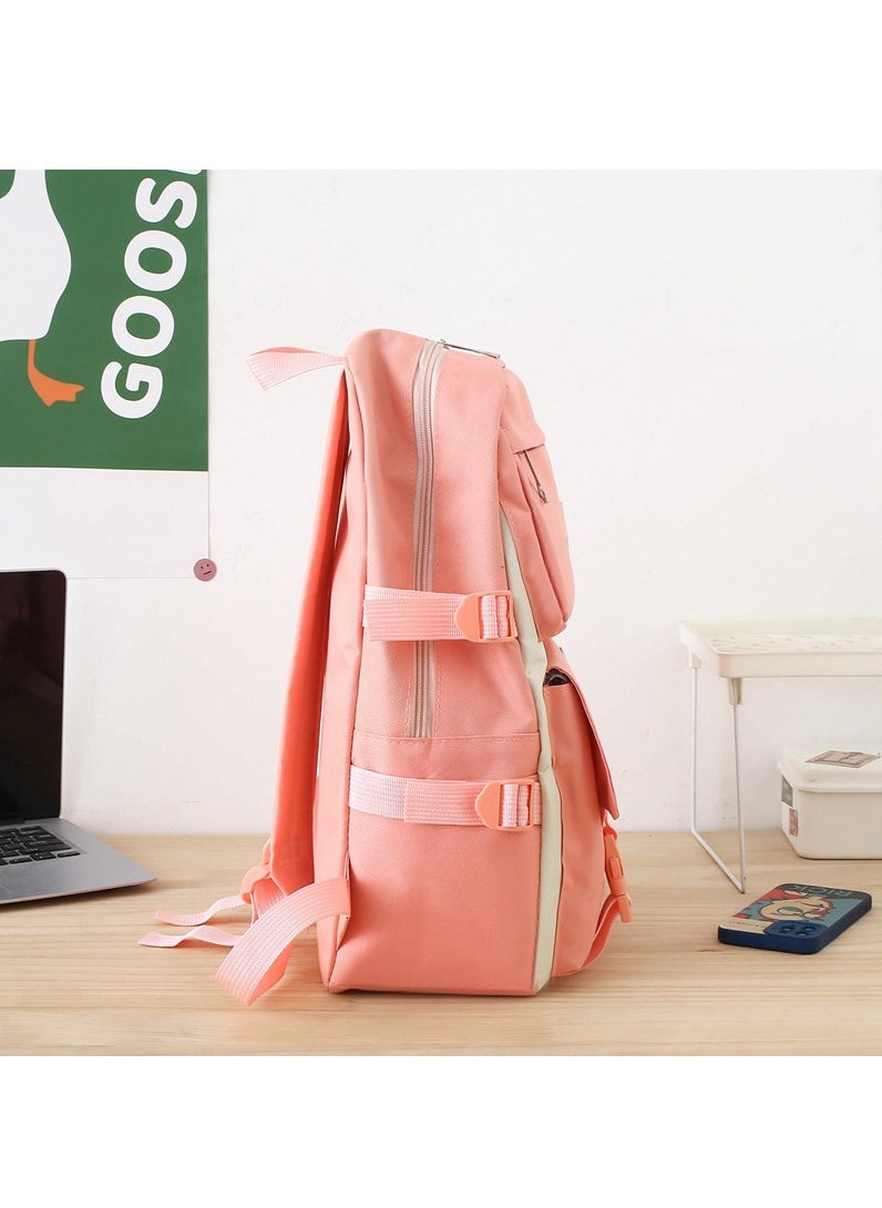 4-Piece Set of Backpack Fashion Women's New Oxford Cloth Pack Junior High School Student Bag