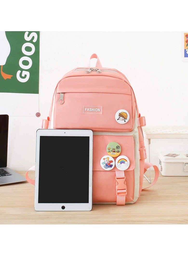4-Piece Set of Backpack Fashion Women's New Oxford Cloth Pack Junior High School Student Bag