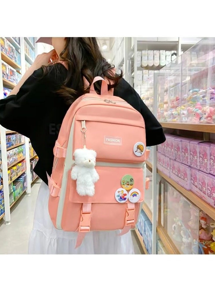 4-Piece Set of Backpack Fashion Women's New Oxford Cloth Pack Junior High School Student Bag