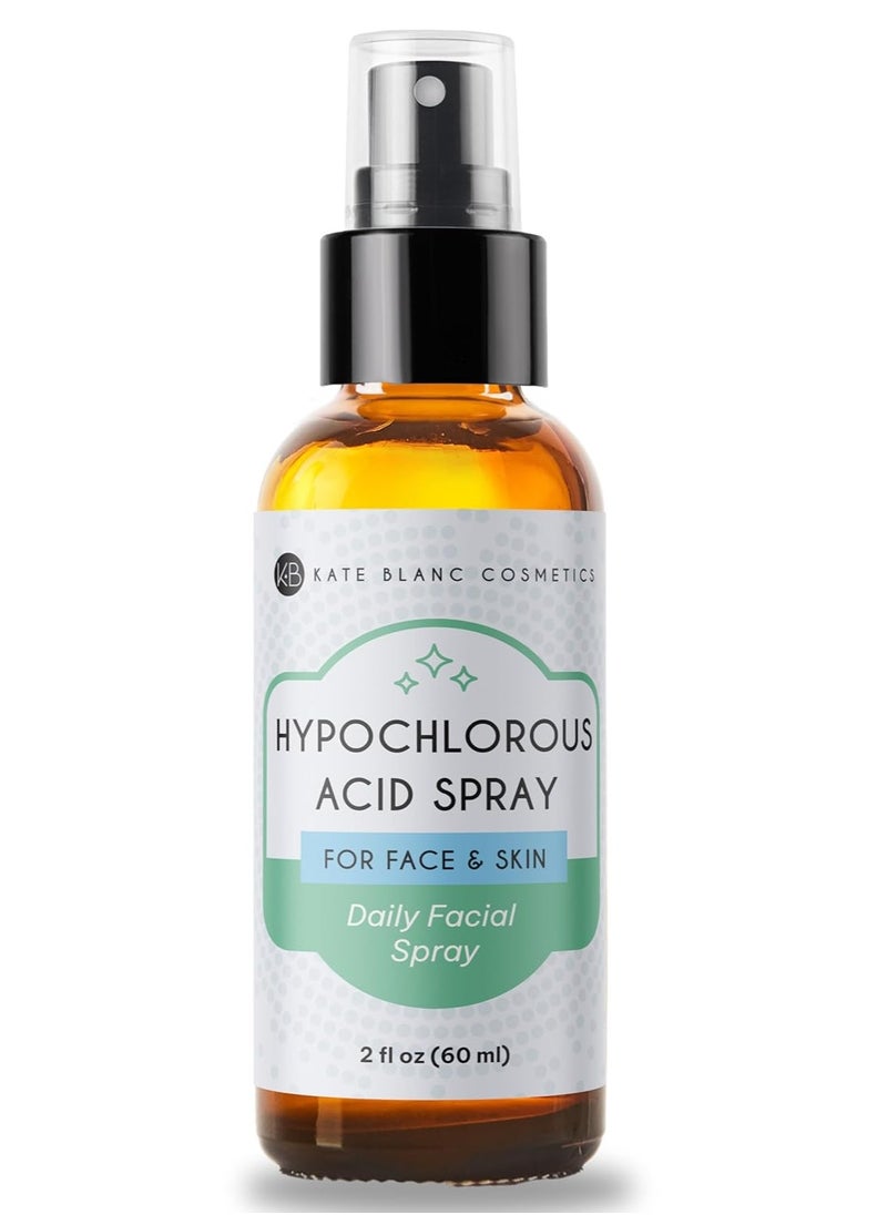 Kate Blanc Cosmetics Hypochlorous Acid Spray for Face and Skin. Gentle Facial Cleanser for Acne and Body with .02% HOCl (2oz)