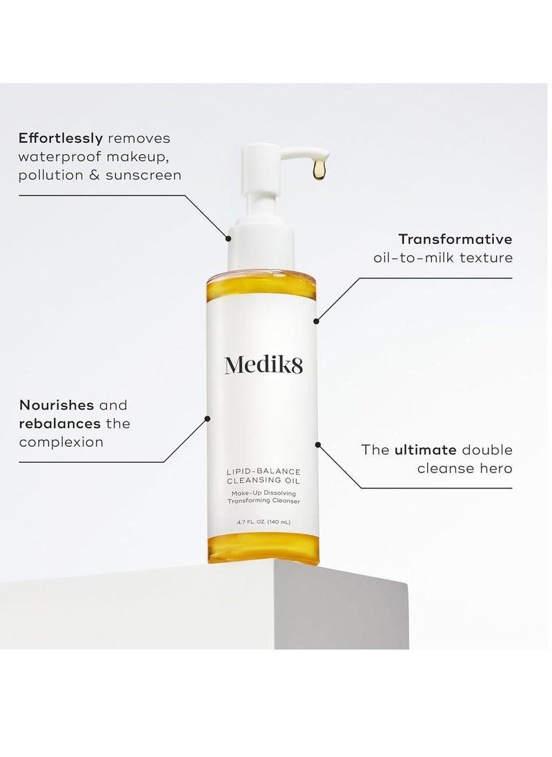 Medik8 Lipid-Balance Cleansing Oil - Oil Based Facial Cleanser - Reveals Radiant Complexion without Stripping Vital Moisture - 4.7 oz