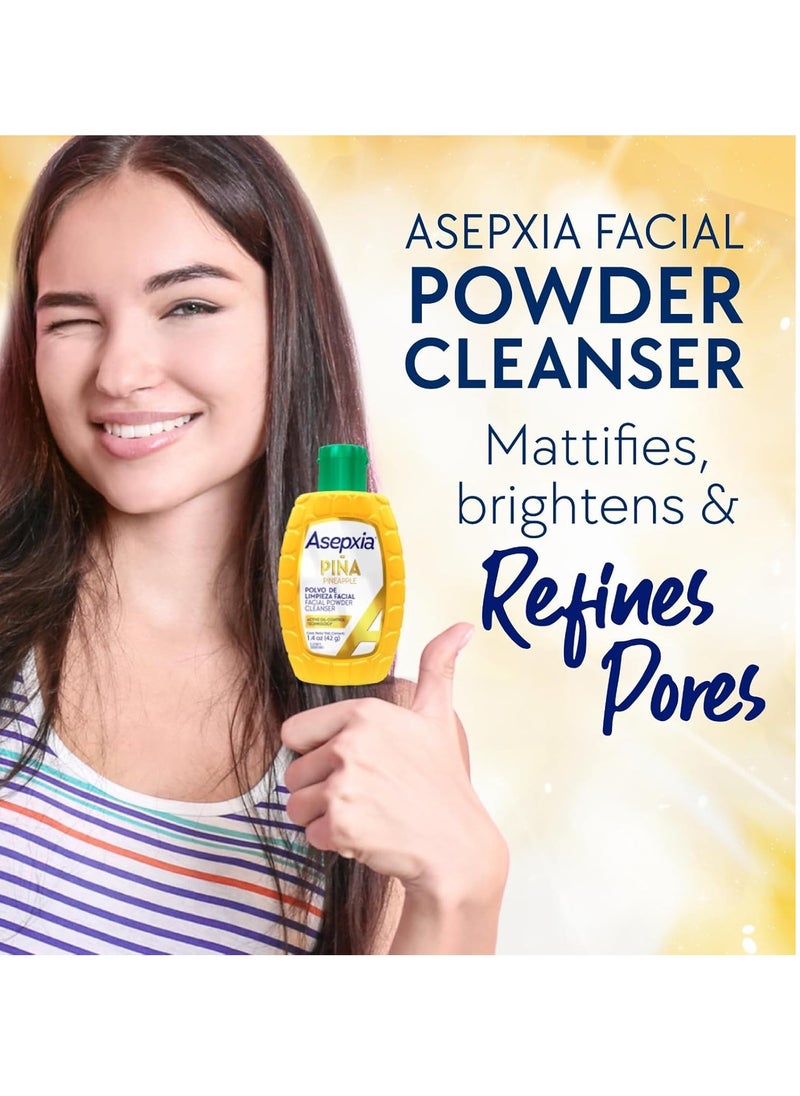 Asepxia Facial Cleanser Powder, Non-Abrasive Exfoliating Face Wash with Natural Pineapple Enzyme, Gentle Water-Activated Foaming Lather for Oily Skin, 1.4 oz