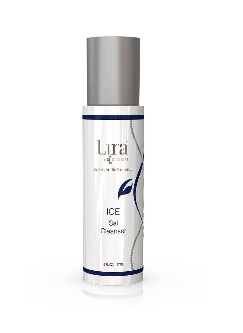 Lira Clinical ICE Sal Cleanser - 6 fl oz Cooling Face Wash for Oily Skin & Acne-Prone Skin- with Salicylic Acid, Mastiha, Peptides, & Plant Stem Cells