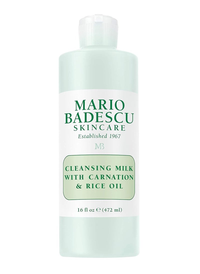 Mario Badescu Cleansing Milk with Carnation, Rice Oil & Vitamin E - No Rinse Liquid Makeup Remover Cleanser with Milky Formula For Skin Care and Gentle Cleansing Experience