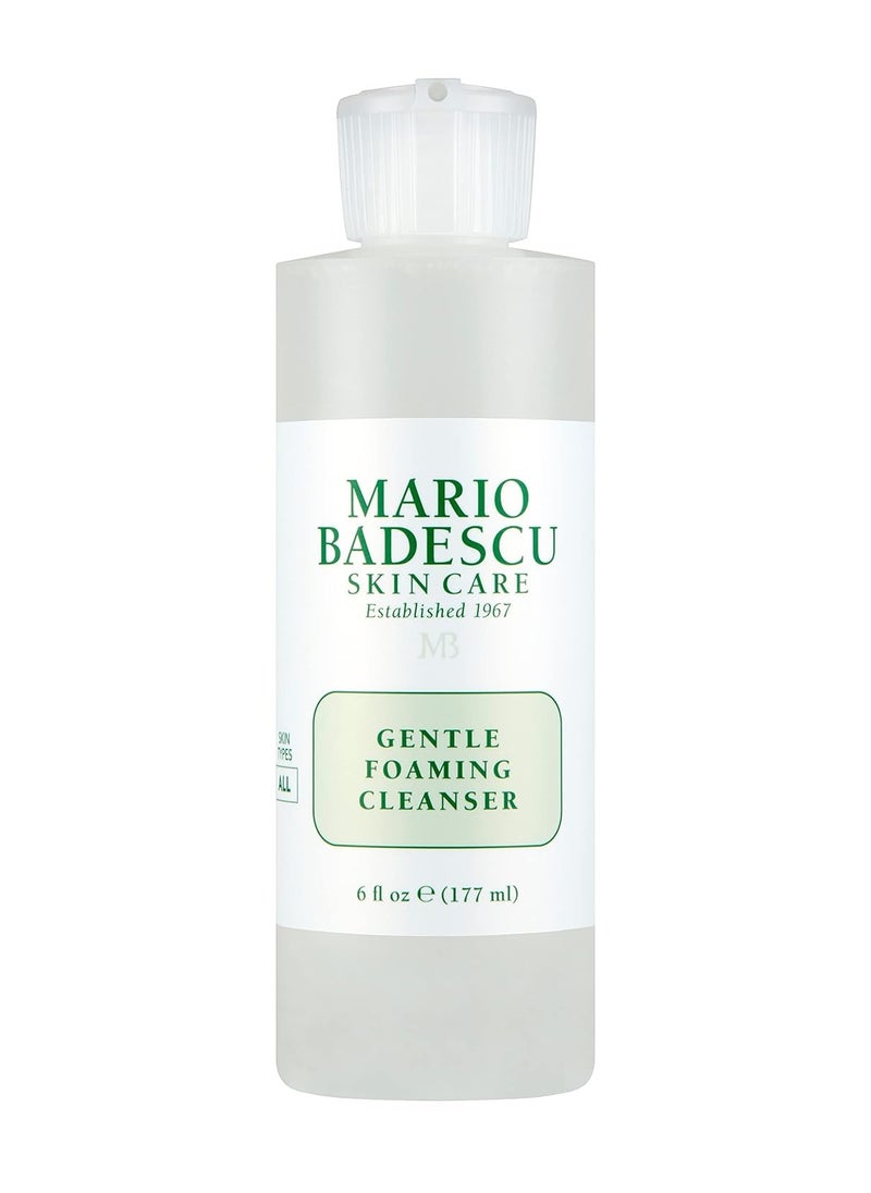 Mario Badescu Gentle Foaming Facial Cleanser, Deep Cleansing and Hydrating Face Wash for All Skin Types with Aloe Vera, Fermented Black Tea and Glycerin, 6 Fl Oz