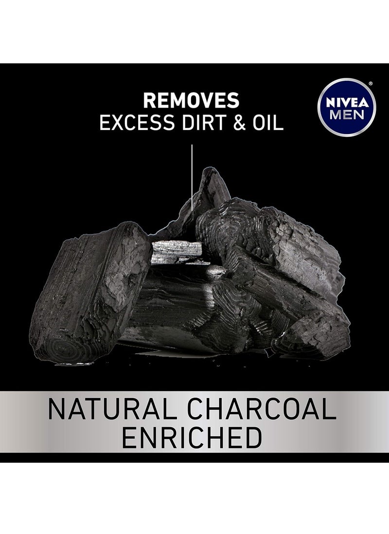 NIVEA MEN DEEP Cleansing Beard and Face Wash, Natural Charcoal Facial Cleanser Helps Remove Dirt and Excess Oils, 3 Pack of 3.3 Fl Oz Tubes