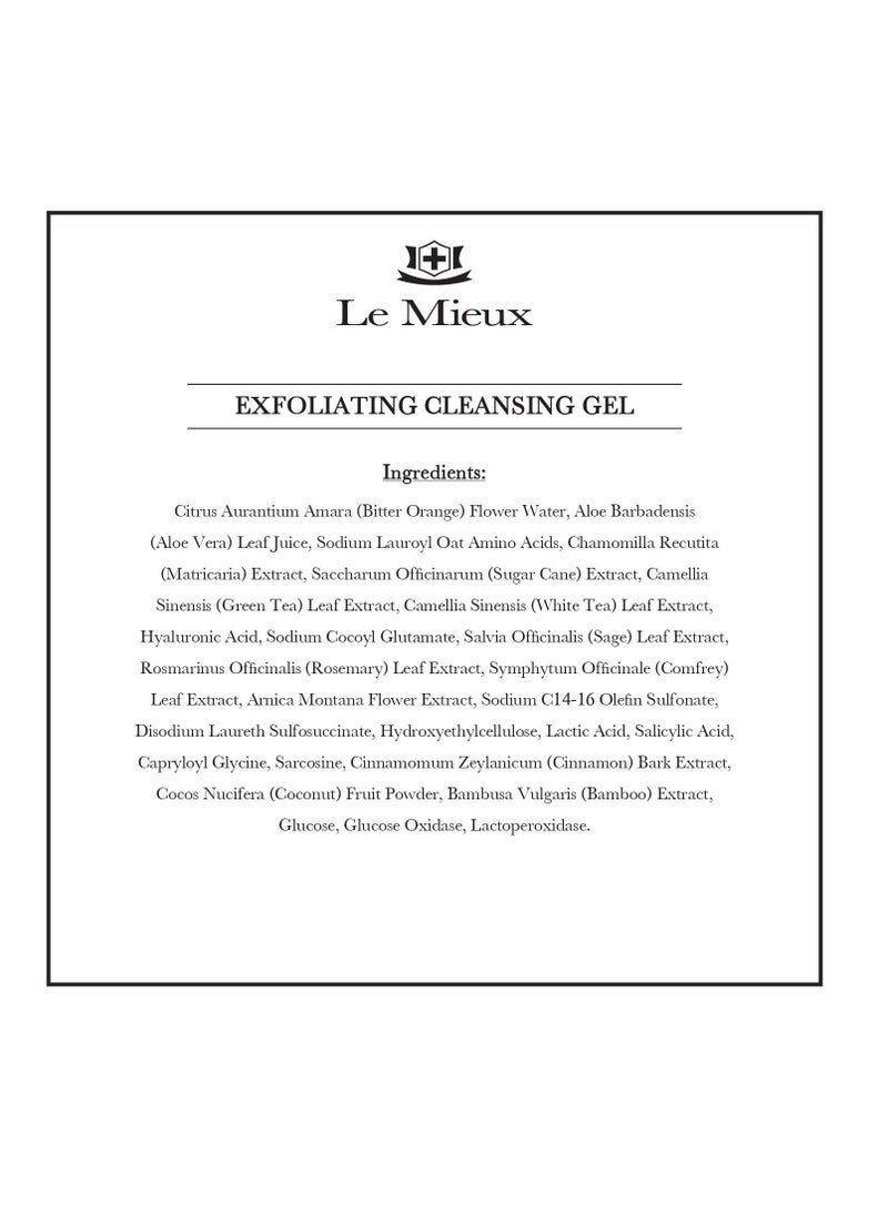 Le Mieux Exfoliating Cleansing Gel - Deep Pore Lactic & Salicylic Acid Face Wash with Hyaluronic Acid & Aloe, Ideal for Oily or Blemish-Prone Skin, No Parabens or Sulfates (6 oz / 180 ml)